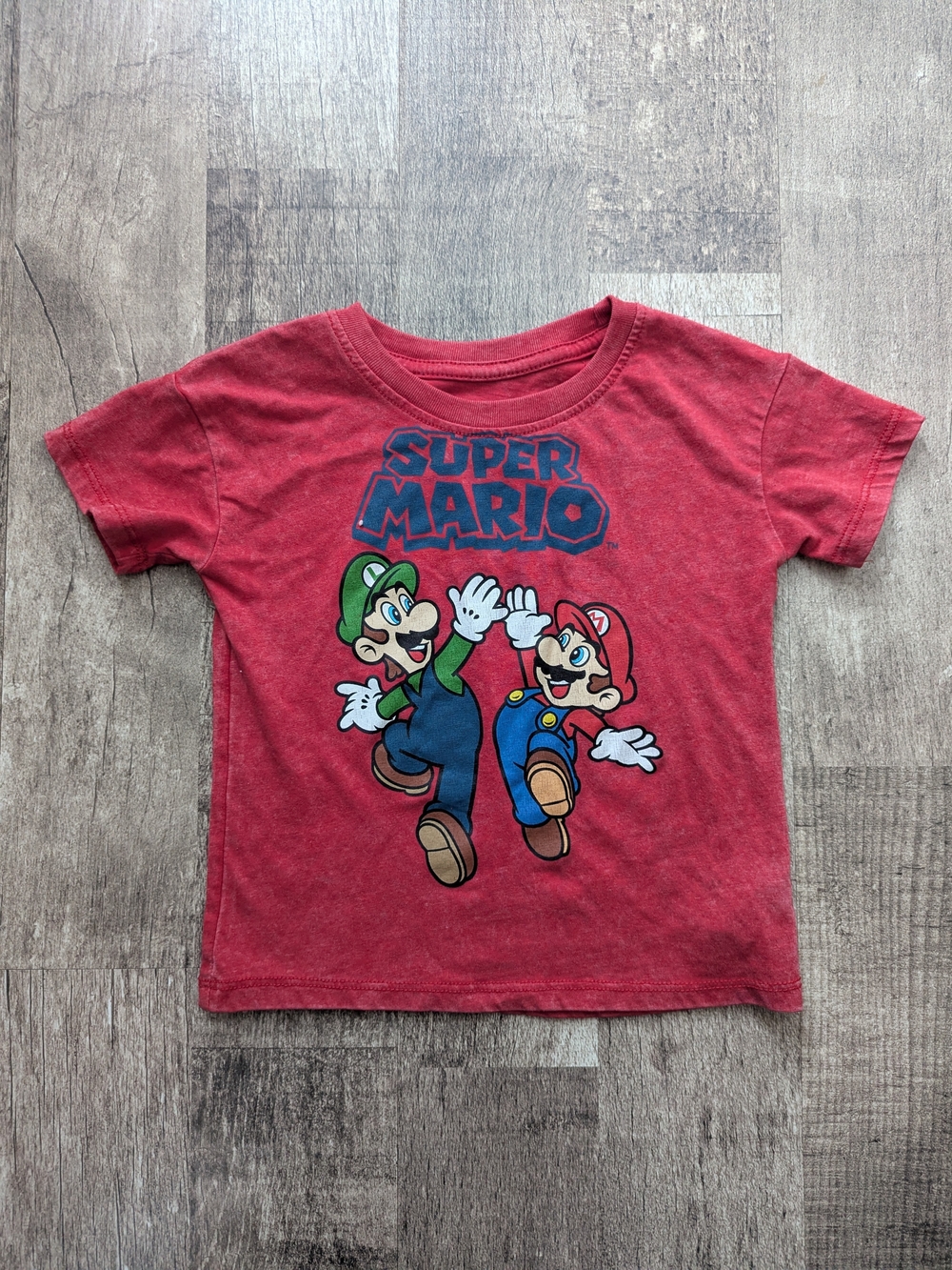 Red Super Mario Toddler Graphic Tee with Mario & Luigi